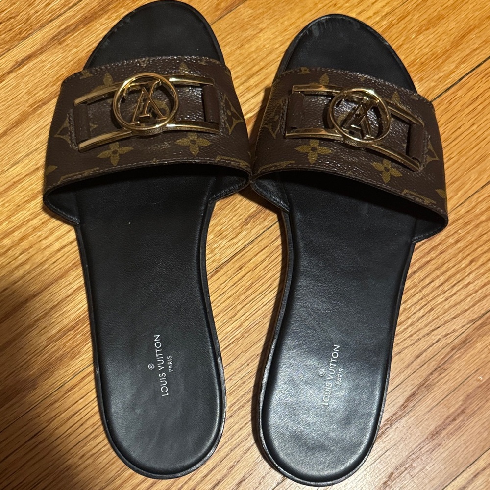 Louis Vuitton Black and Brown Monogram Sandals
